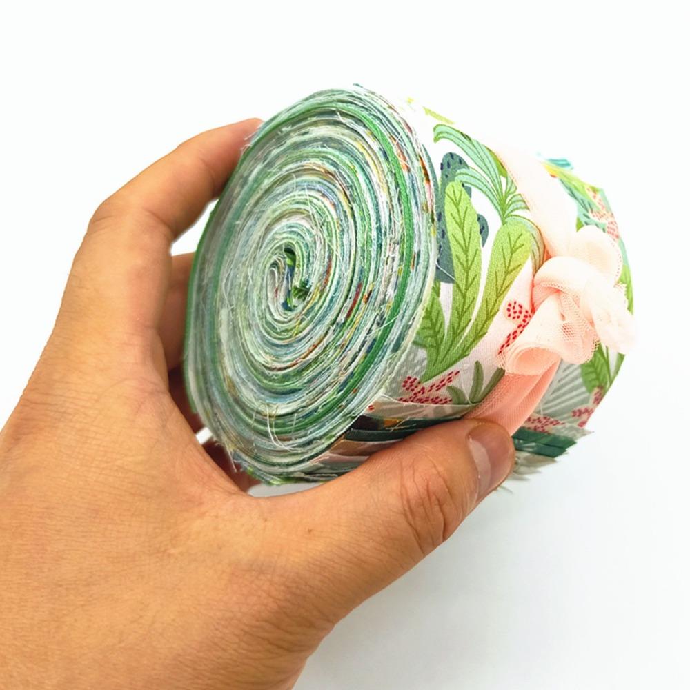 40Pcs Green Printed Precuts Fabric Jelly Rolls Sewing Material 6.3x25CM Cotton Strip DIY Cotton Craft Strips Plain Fabric