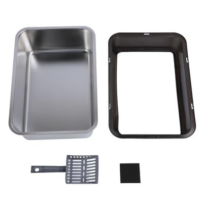 Stainless Steel Cat Litter Box Anti Splashing Top Entry Large High Sided Kitty Litter Pan with Scoop for Big Cat