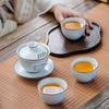 Chinese Ru Kiln Ceramic Gaiwan Cute Cat Pattern Filter Teacup Travel Portable Handmade Tea Bowl Home Tea Set Drinkware 150ml