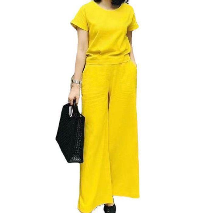 Plus Size Solid Color Short-Sleeve Sports Suit for Spring & Summer