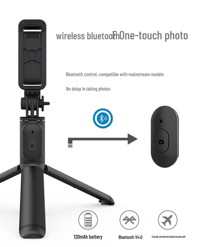 Q01 Bluetooth Selfie Stick with Remote & Integrated Tripod