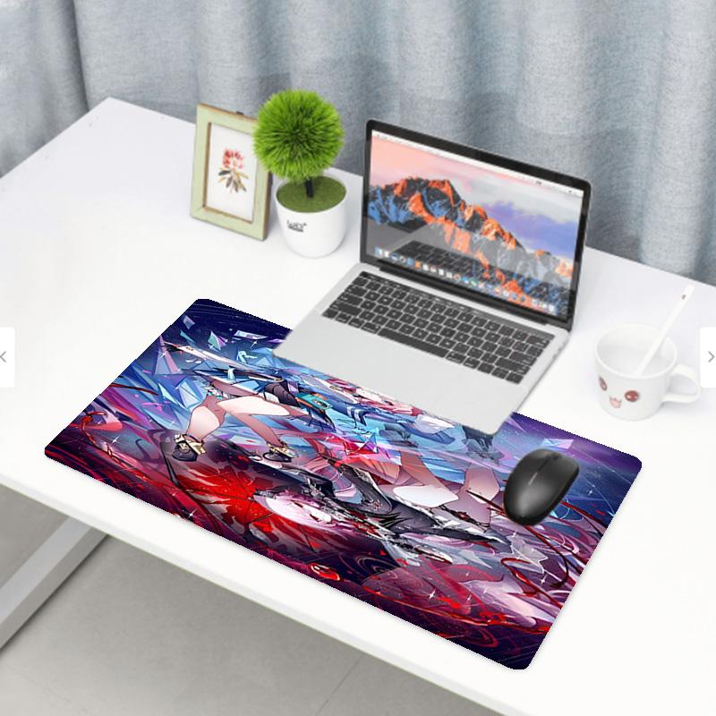 Genshin Impact Druck Mauspads, Anti-Rutsch Desktop Tastaturmatte, für PC Laptop Gaming Arbeiten Tägliche Nutzung, Cooles Festival Überraschungsgeschenk