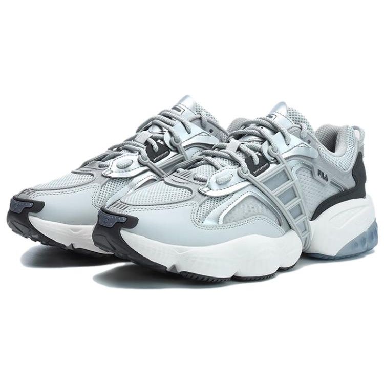 FILA Ladder Fabric Synthetic Leather Versatile Comfortable Low-Top Casual Shoes Men sneaker Silver Gray F12M322101FVS