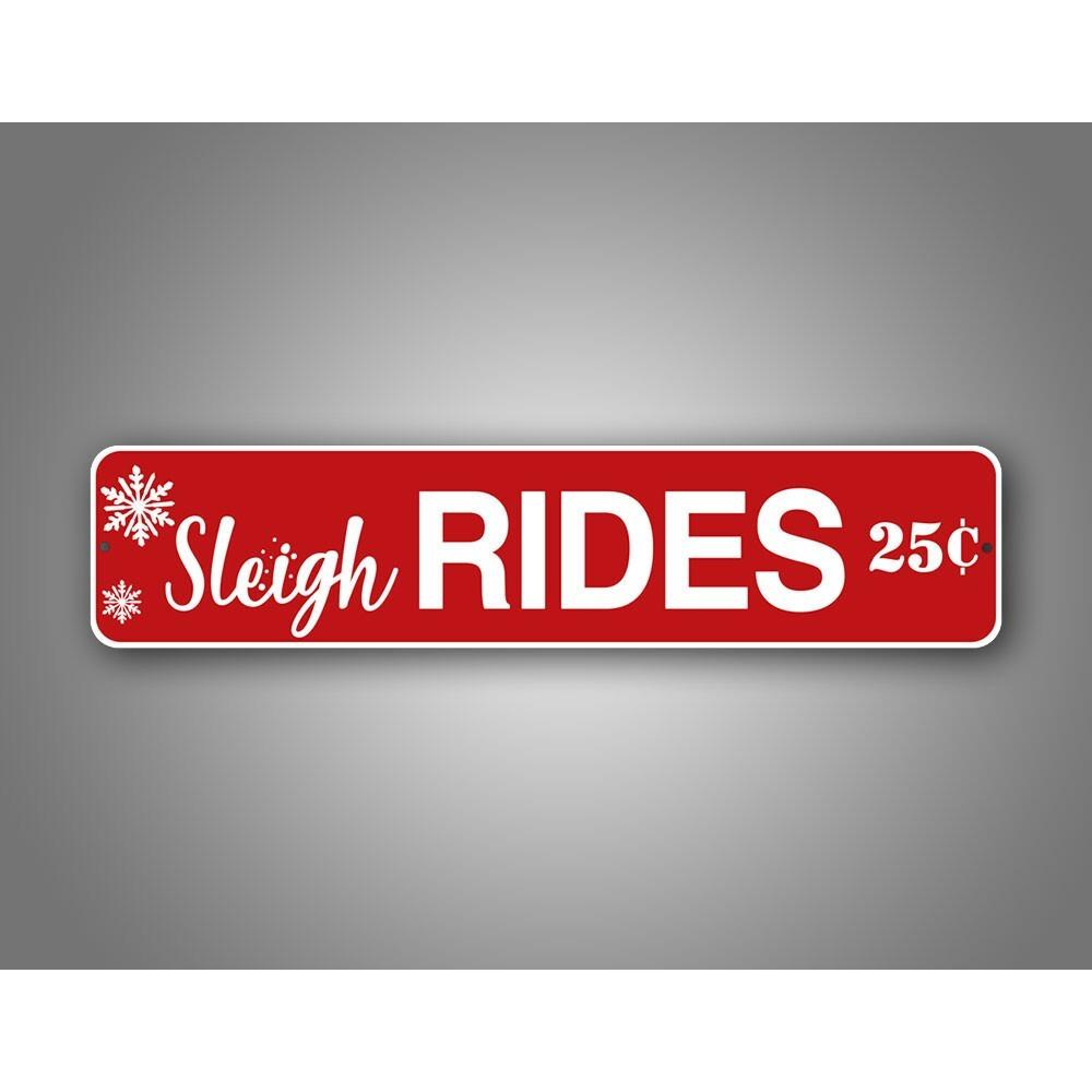 

4x16 Inch Vintage Sleigh Ride Sign 25 Cents Metal Wall Art Holiday Barn Decor Xmas Novelty белый