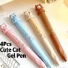 4Pcs Variable Moods Black Ink Exam Pens 0.5 Mm Kawaii Cartoon Pens New Cat Gel Pen Set  Student