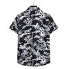 Men's Cardigan Short Sleeve Hawaiian Beach Flower Shirt Men's Turtleneck Shirt