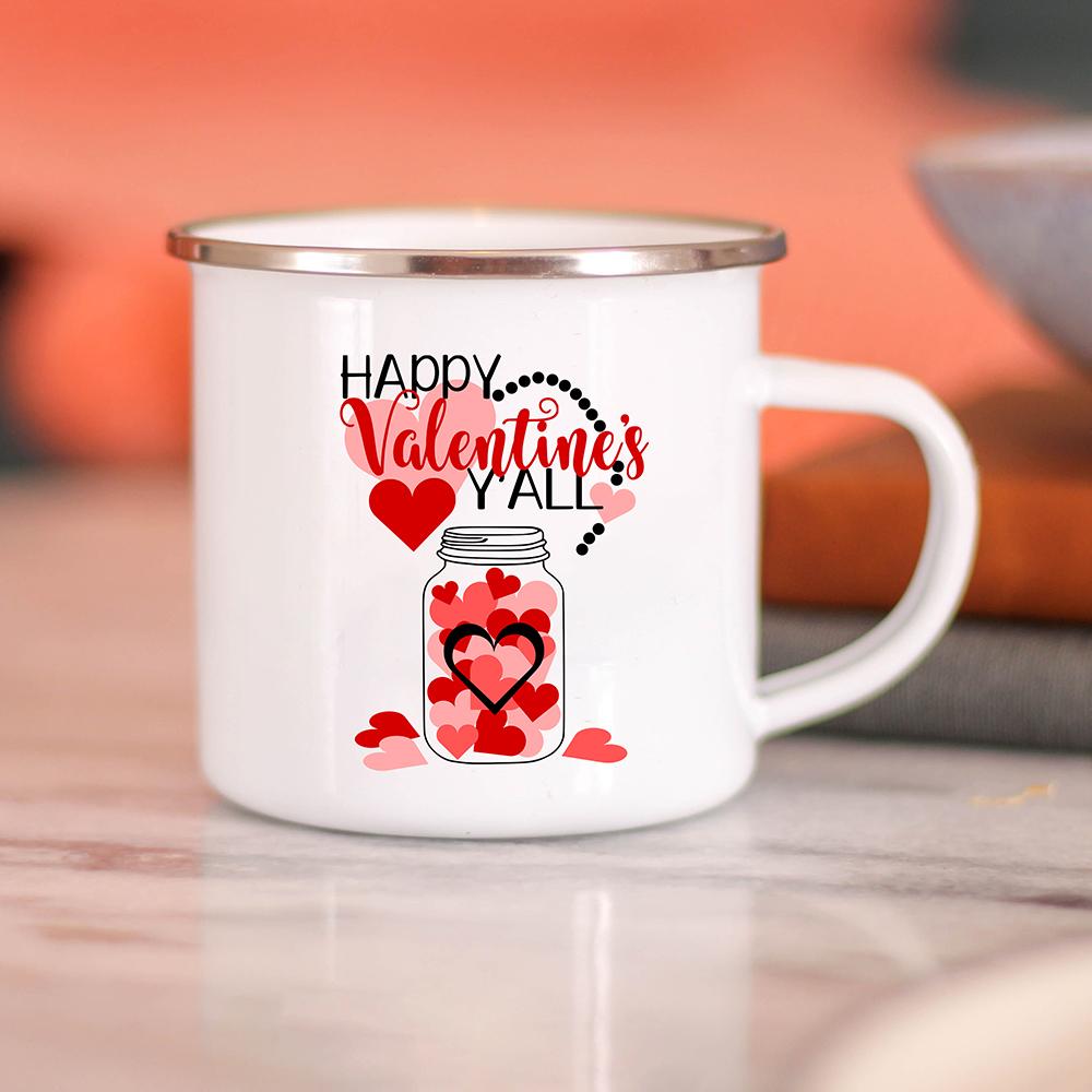 Bride Bridegroom Creative Enamel Coffee Mugs Marry Party Wine Beer Drink Juice Cocoa Cups Lovers Milk Water Mug Valentines Gifts