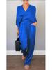 European and American Solid Color Satin Women's Summer Short-Sleeve Top & Pants Set (2025)
