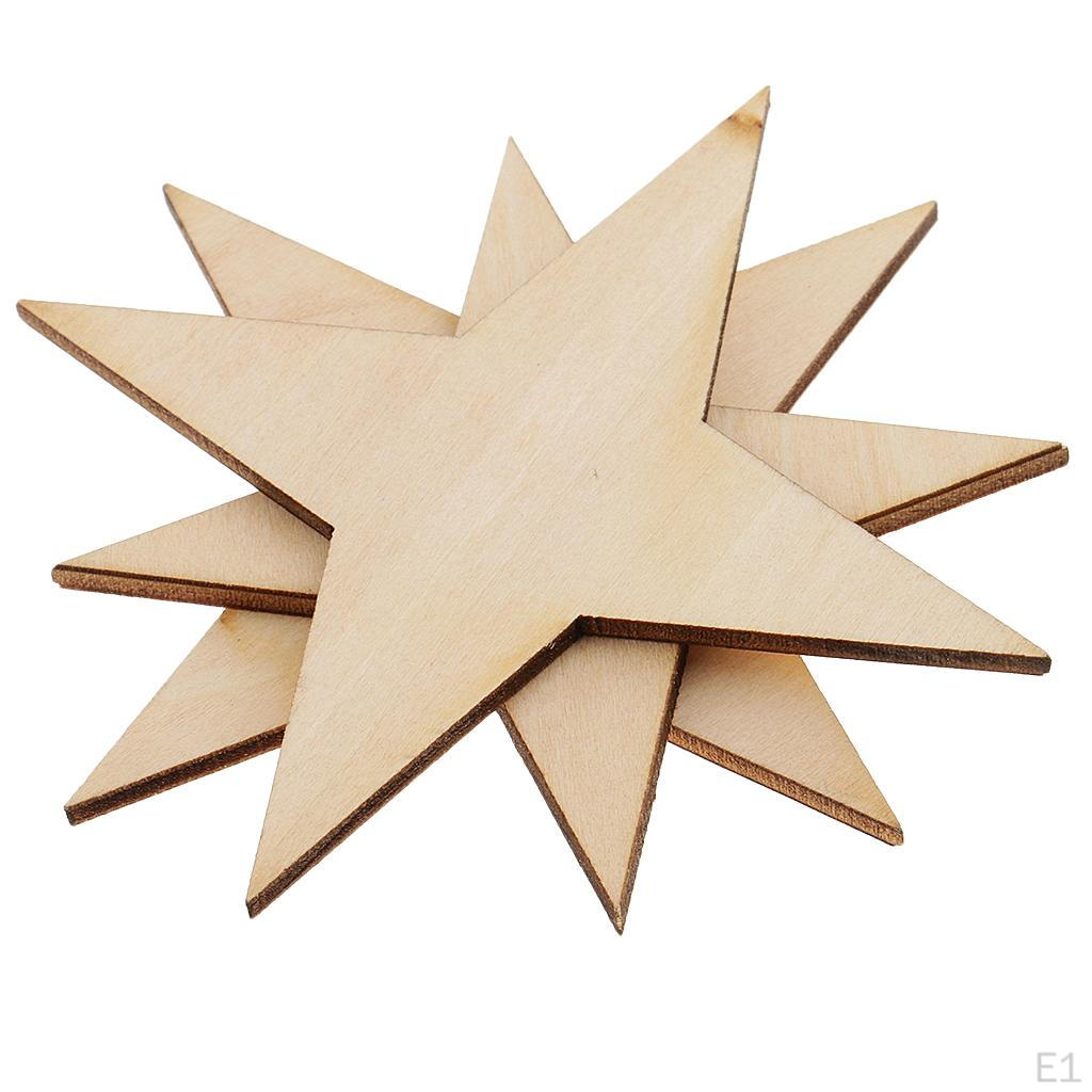 4 Point Star Shapes Wood Cutout Circles Chips Sign Plaque For Making Signs, Gift Tags, Wedding