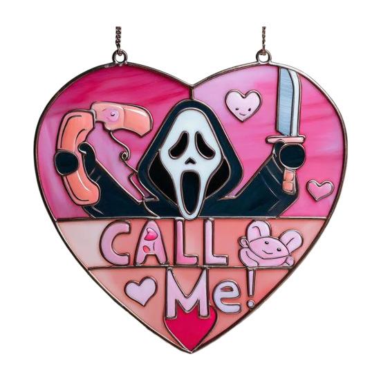 Pink Ghost Suncatcher Halloween Stained Glass Scream Ghost Decoration Acrylic Window Hanging Ornament for Home Office Kitchen Living Room Wall Decor