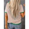 Women's Summer New Round Neck Striped Collision Colour Short Sleeve Casual Jumper