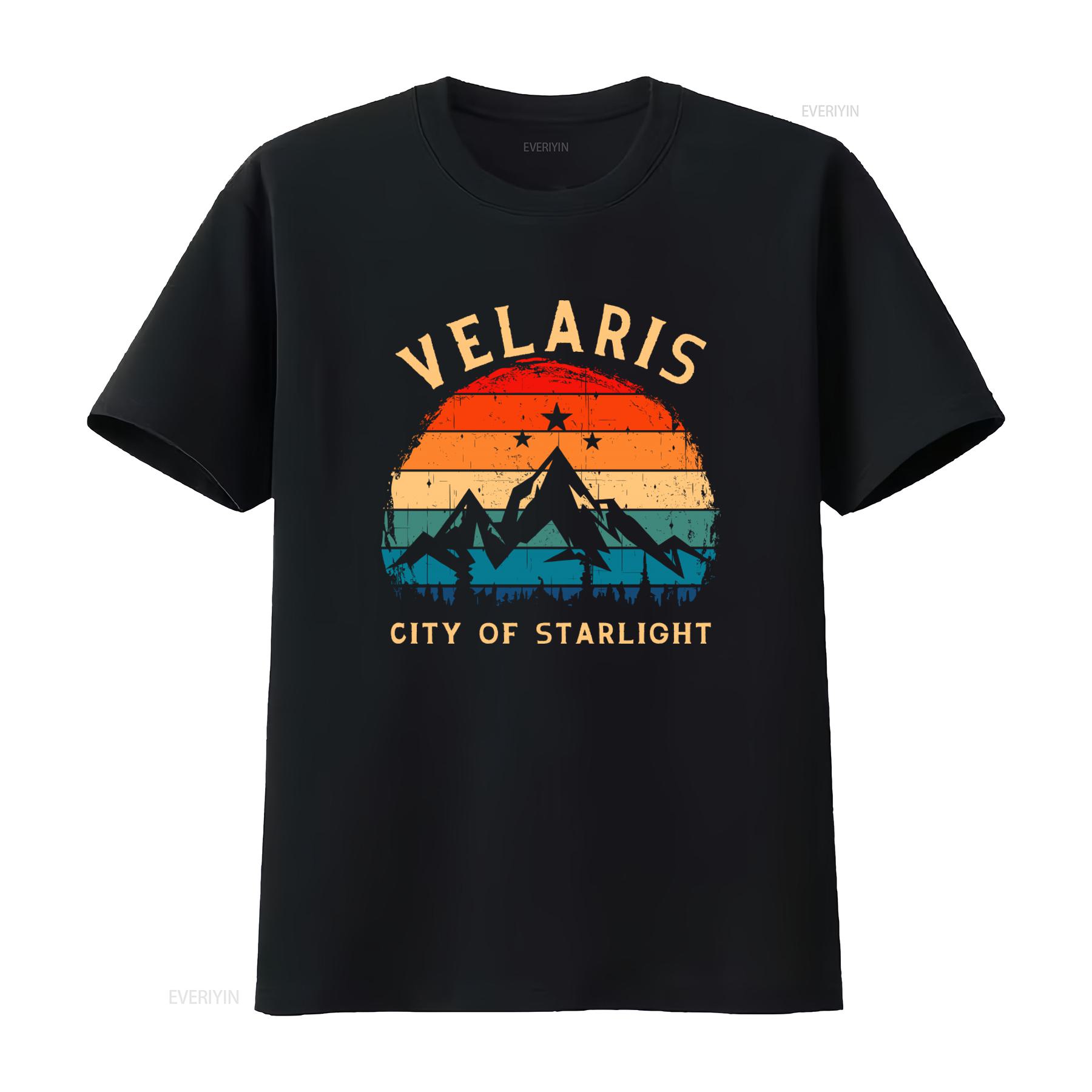 

Velaris The City Of Starlight T shirt Mountain Sunset Design for Adventure Lovers vintage Washed Slightly designer clothes 4XL