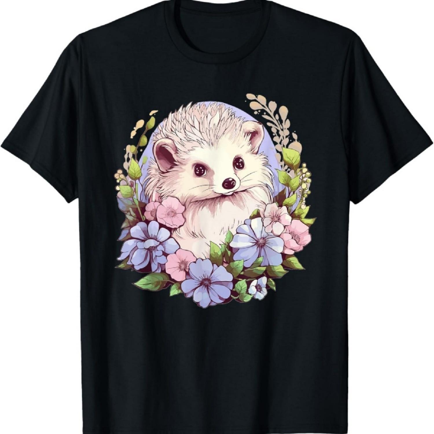 

Cute Hedgehog With Flowers I Hedgehog T-Shirt1 XXXXXL різнокольоровий