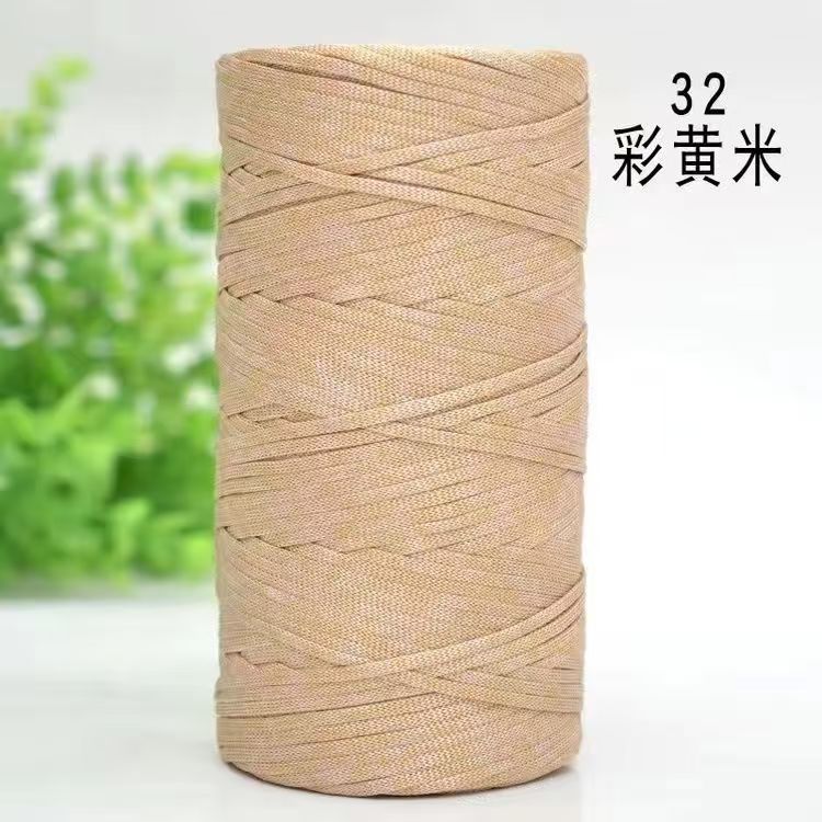 Flat Belt Wool, Light Body Ice Silk Mercerized Cotton Linen, Hand-Woven Crocheted Diy Hook Bag, Hat Seat Cushion, Hollow Thread