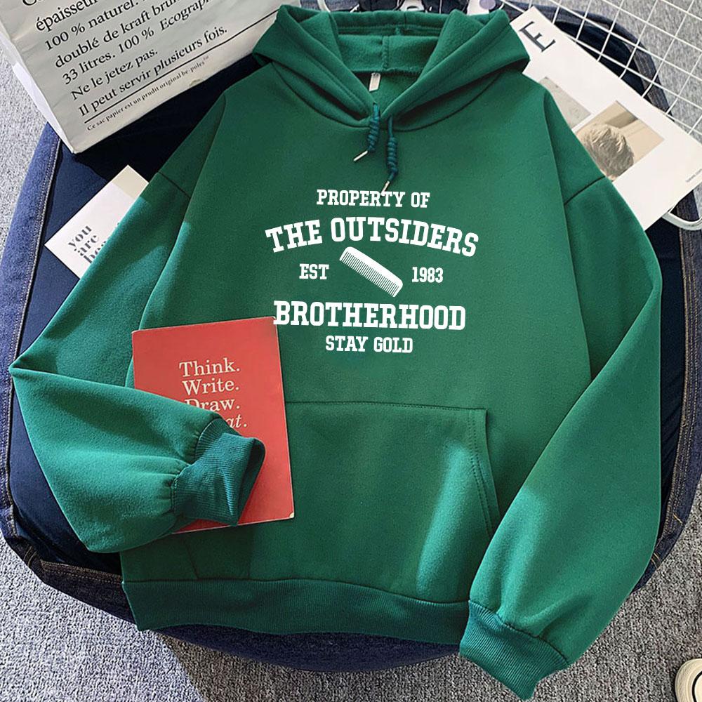 Property of The Outsiders Est 1983 Brotherhood Hoodies Stay Gold Letter Printing Sweatshirts Ropa De Mujer Sudaderas Men Clothes