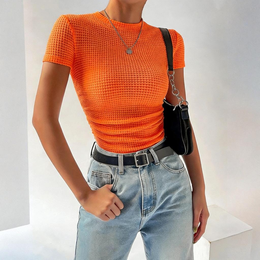 Women's Casual Round Neck Pullover Short-sleeved T-shirt Top