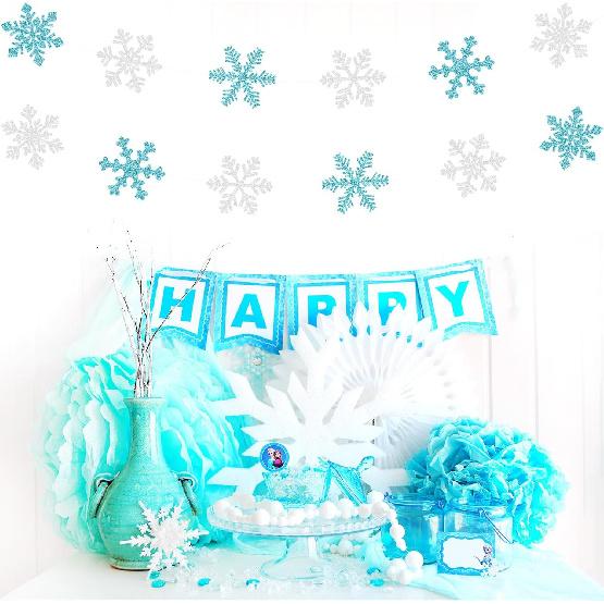 Snowflake-Snow Teal-Silver Christmas Party-Decorations Garland - 6pcs Winter Wonderland Girl Frozen Birthday Hanging Decoration Streamers Banner,