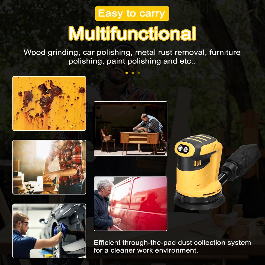 125mm Brushless Motor Cordless Orbital Sander Wood Grinder Electric Car Polisher Metal Polishing Grinding Sanding Machine