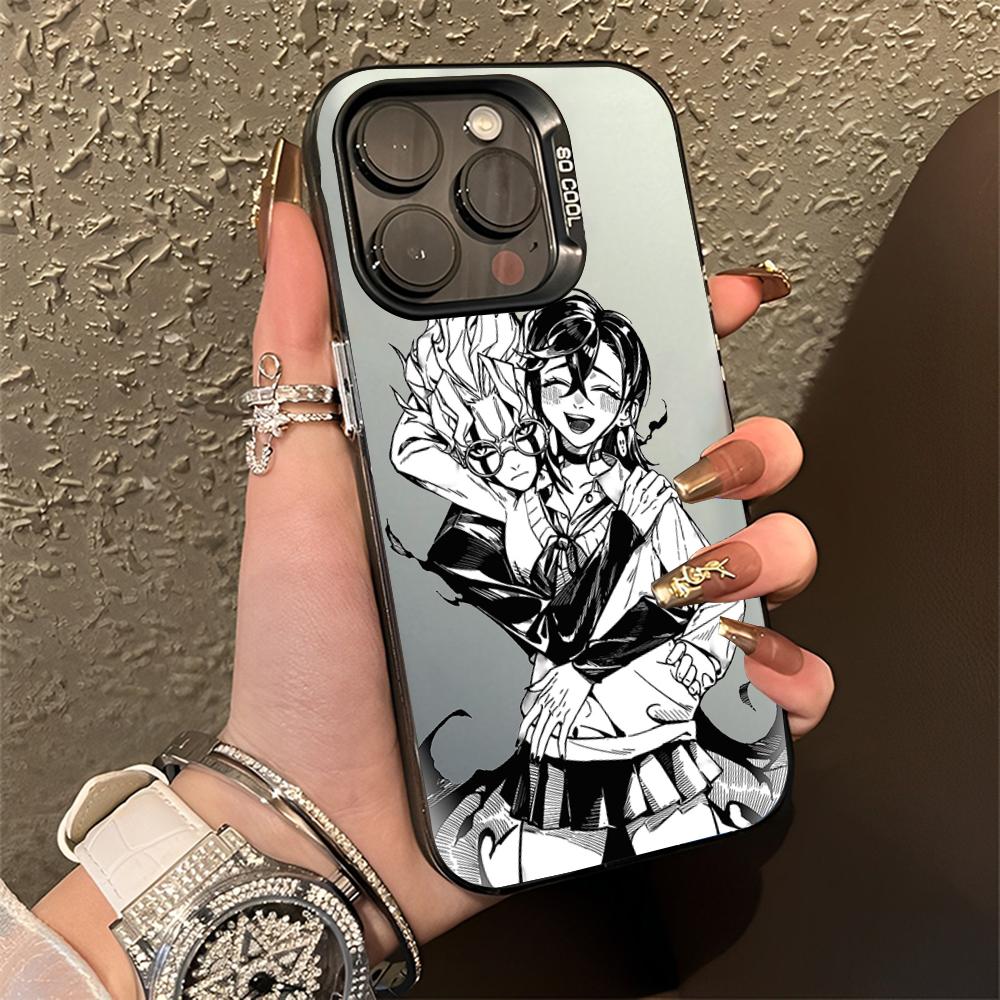 Momo Ayase D-Dandadans Handyhülle Für iPhone 16,15,14,13,12,11,Pro,Max,Plus,Mini,XS,SE Anti-Fall Schwarz Matt Hartes Bumper