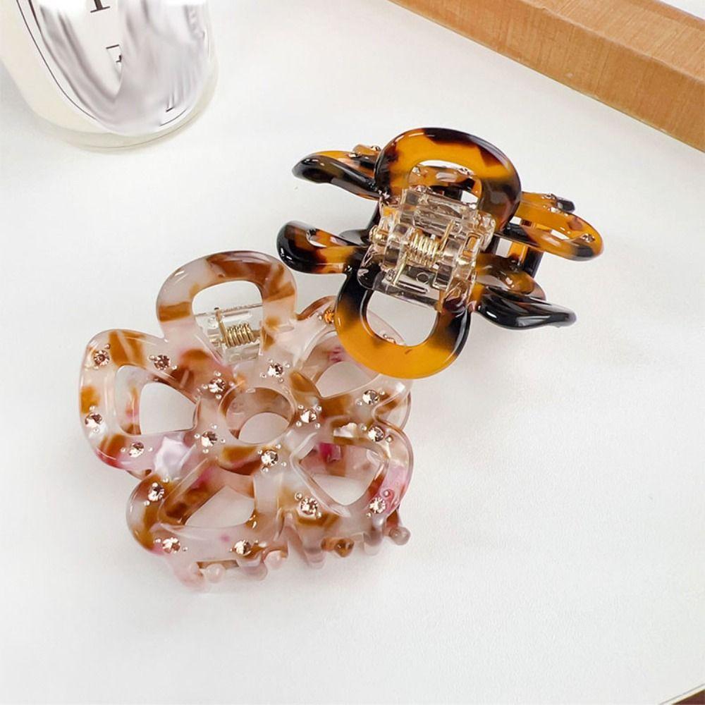 Headwear Acetate Hair Clip Hairpin Hair Grab Creative Hollow Flower  Hair Claws  Streetwear