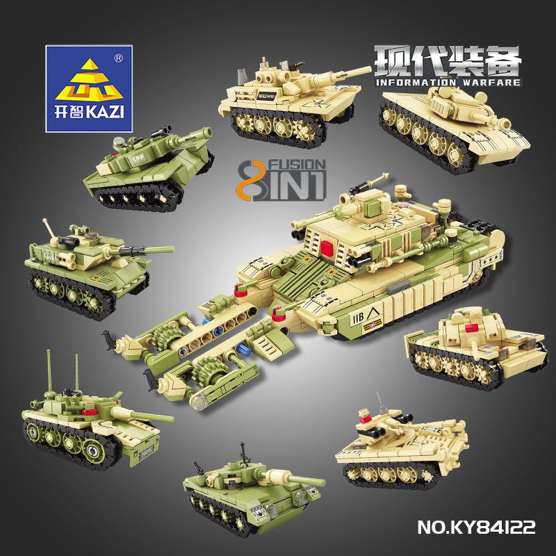 8 in 1 Military series building blocks Tank for children assembled educational toy small box set for boys