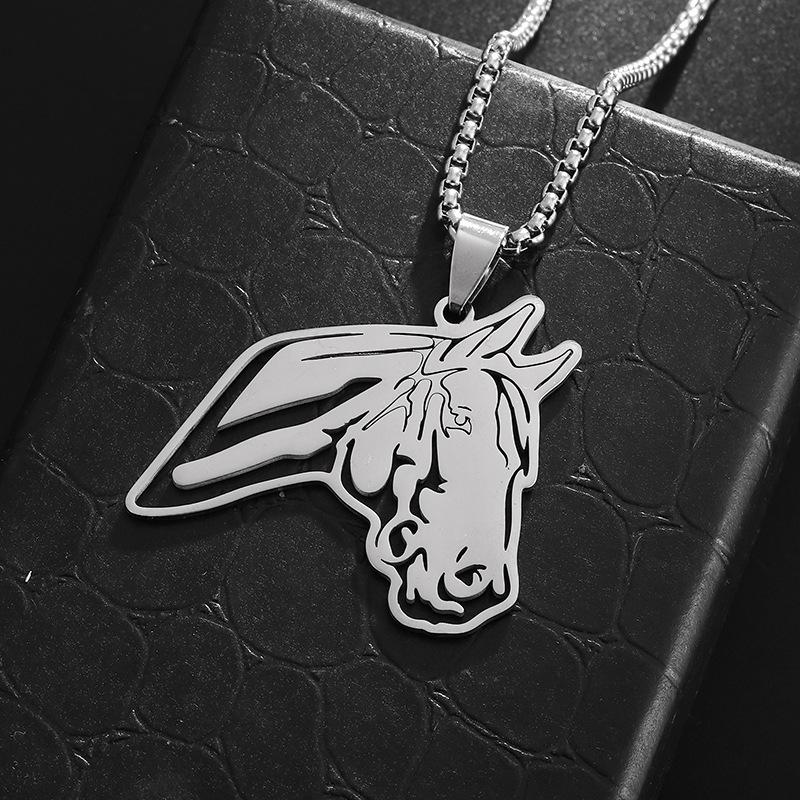 Horse Head Pendant Necklace for Women Mens Stainless Steel Animal Horse Jewelry Necklace Jewelry Jewelry