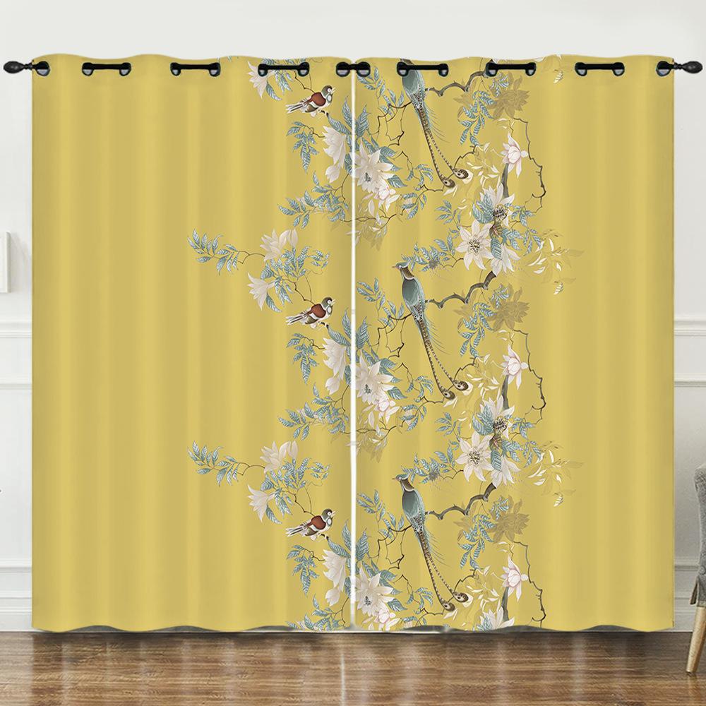 Curtain Cartoon Animal Bear Deer Love Kitten 3D Digital Printing Blackout Curtain Punching