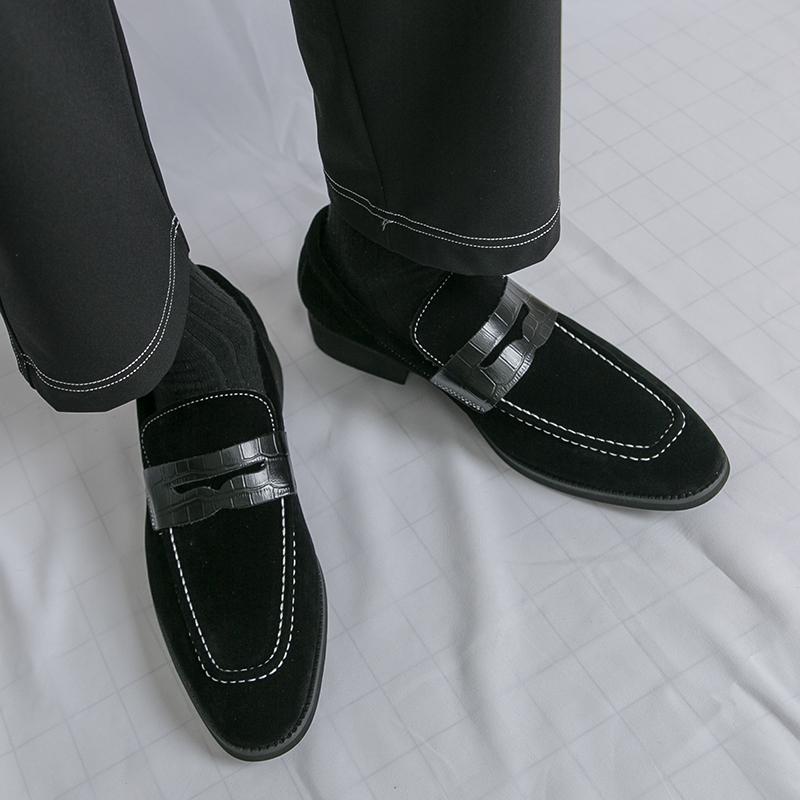 Fashion Brand Mens British Style Loafers Shoes Casual Slip-on Shoes Fashion Classic Round Toe Soft Suede Leather Business Dating Shoes