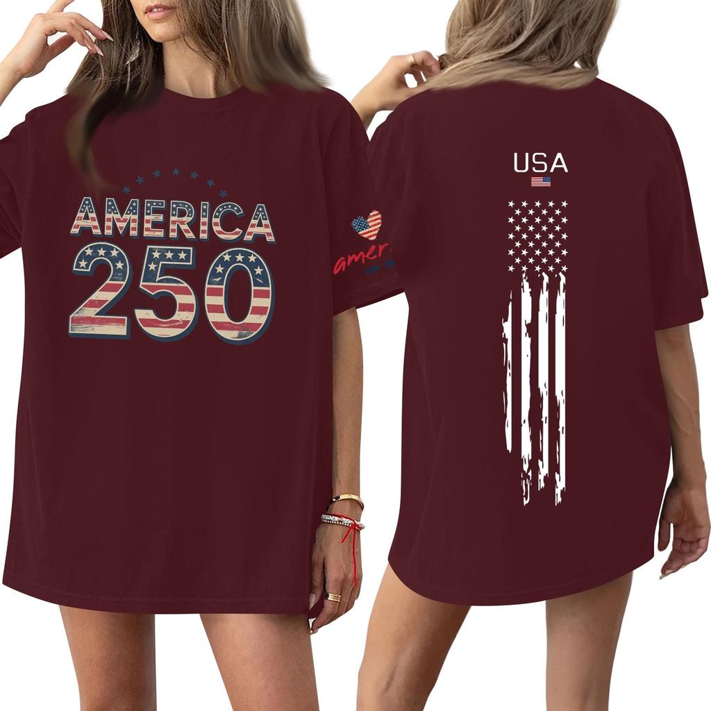 Women's Casual Fashion Round Neck Casual Print Short Sleeve T-Shirt Top