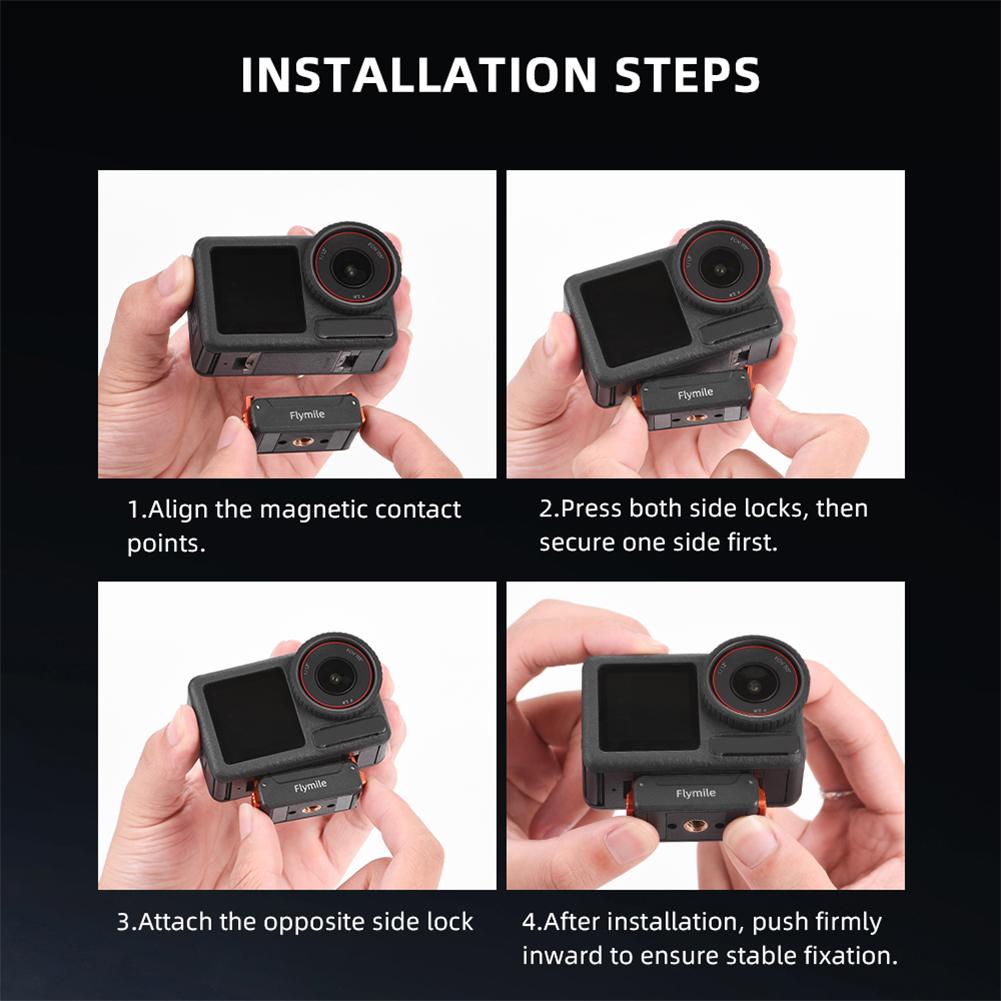 For DJI ACTION 4/5 Pro Magnetic Quick-Release Base Anti-Slip 1/4 Folding Adapter Metal Base Sports Camera Magnetic Base