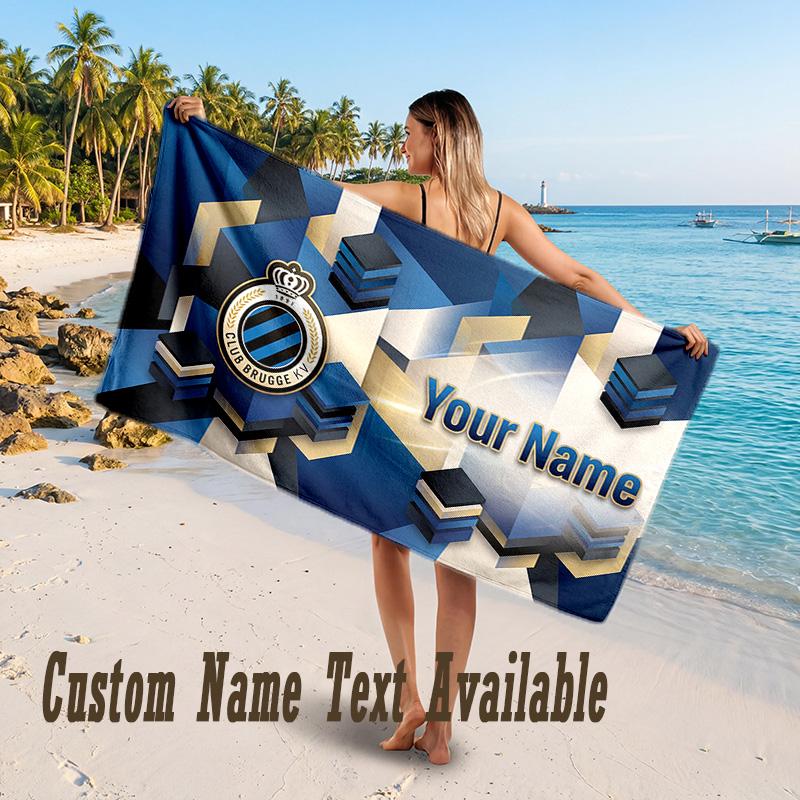 Club Brugge FC Design Beach Towel Custom Text Large Towel for Beach Vacation
