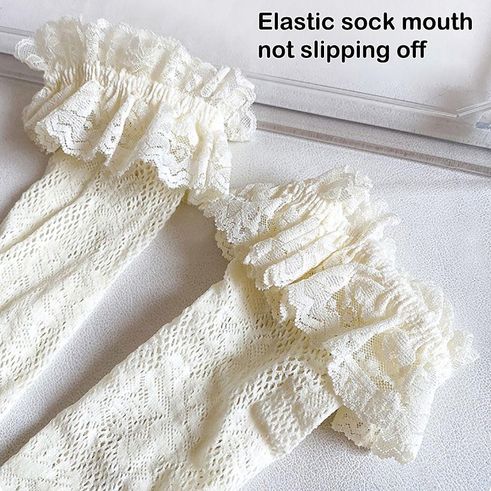 Cotton Spandex Lace Stockings Mesh Girl Long Socks Calf Socks Lolita Sock