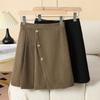Plus Size Women's Irregular Pleated A-line Skirt with High Waist and Elastic Back - Spring/Autumn