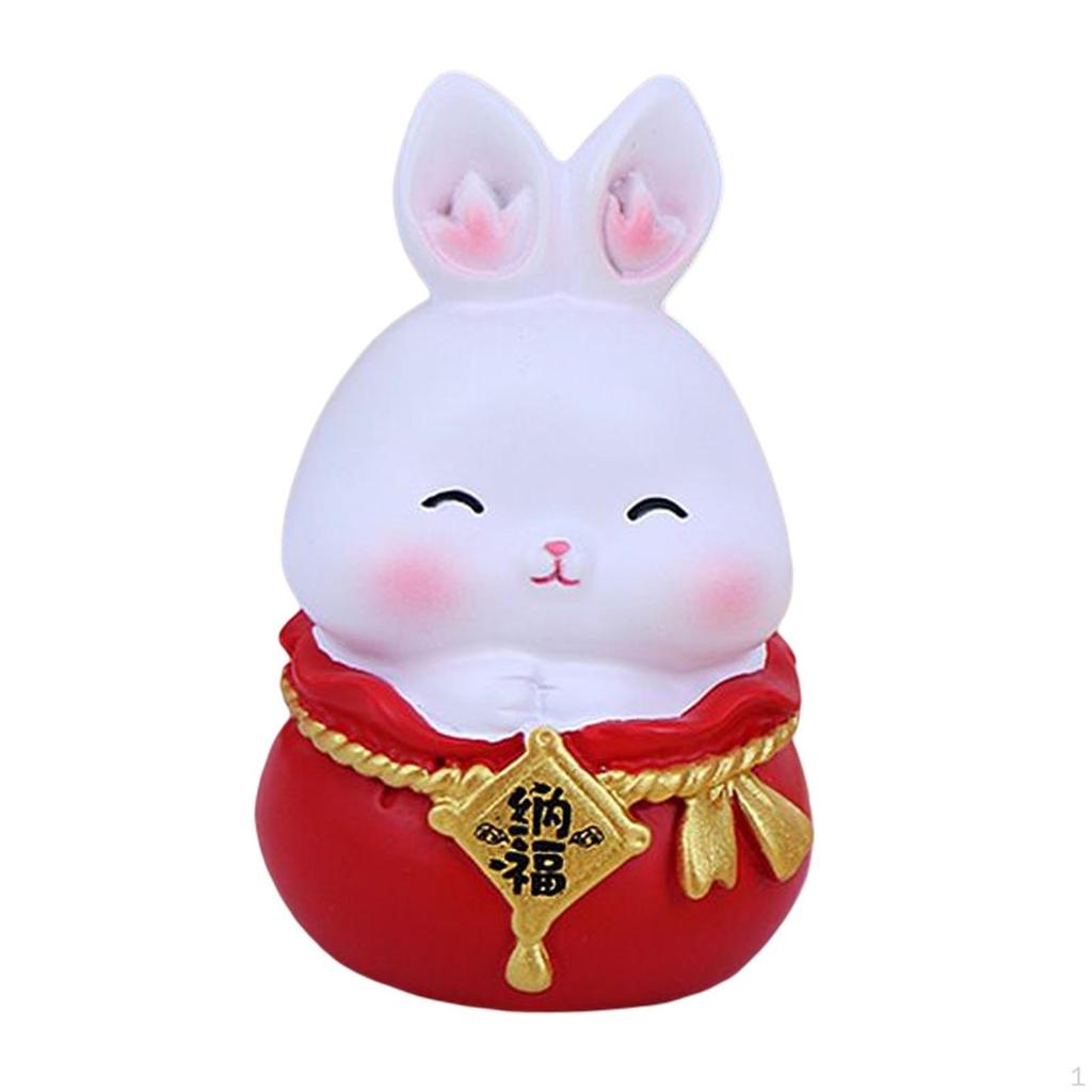 Chinese Statue Car Dashboard Ornament Bunny Figurine for Office Holiday Decoration Gift
