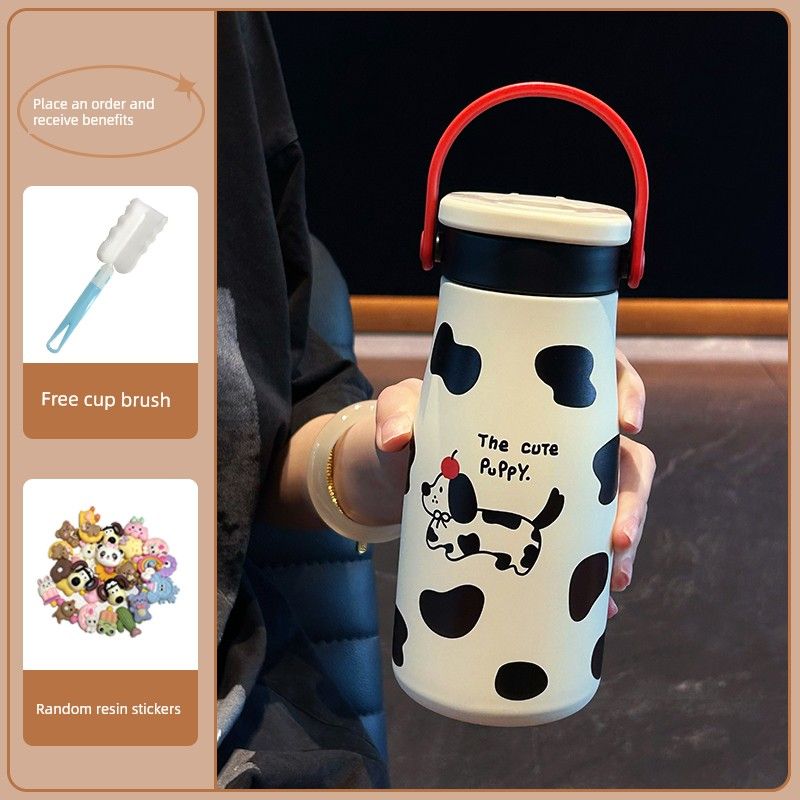 

Uk Beloved Dopamine Ceramic Stainless Steel Insulated Cup for Girls, Cute Portable Tea-Water Separation Direct Drinking Cup Dalmatian 600ml (Free 3D Sticker + Cup Brush)