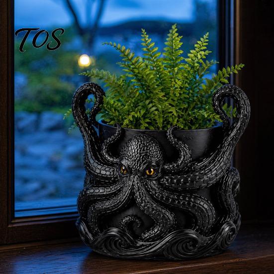 Decorative Flowerpot for Garden 3D Printed Octopus Planter with Tray, Creative Succulents Flower Pot, Weather-Resistant Weatherproof Plant Decoration
