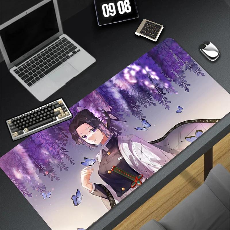 Wisteria Flower Mouse Pad Laptop Purple Anime Girl Keyboard Rug Demon Slayer Kochou Shinobu Mousepad PC Butterfly Gamer Desk