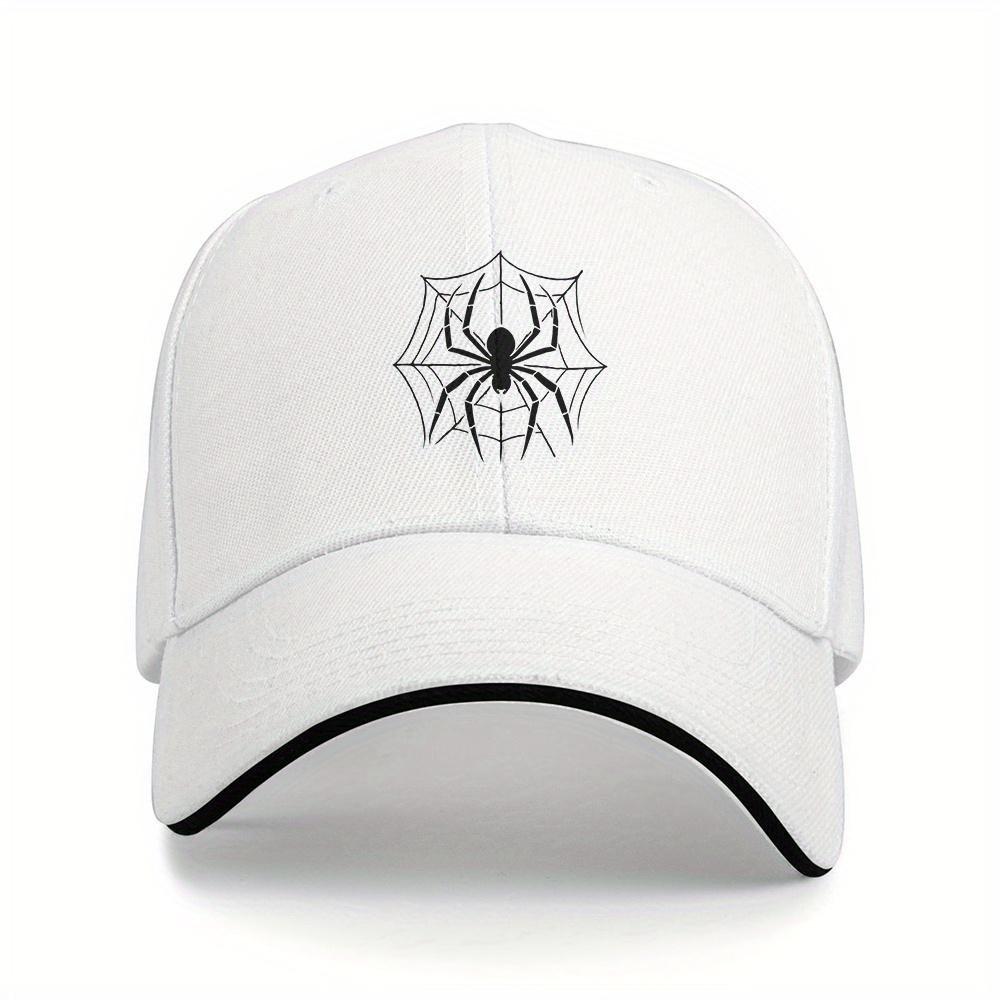 White Spider Web Graphic Baseball Cap Adult Unisex Polyester Adjustable Outdoor Sports Cap
