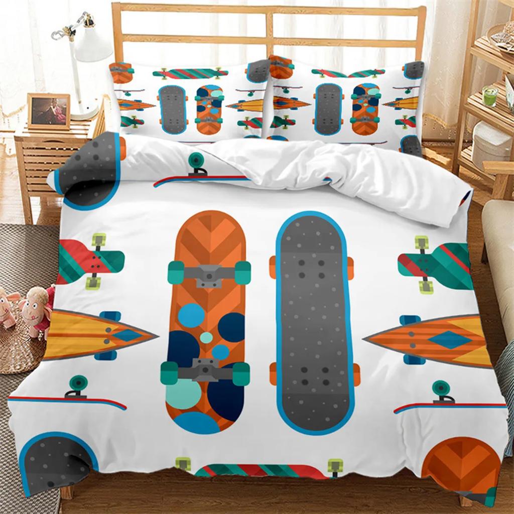 Extreme Sports Game Skateboard Soft Duvet Cover Spaceman Comfortable Quilt Cover Carton Skateboard for Children Ten Boy for Bedrom Decoration