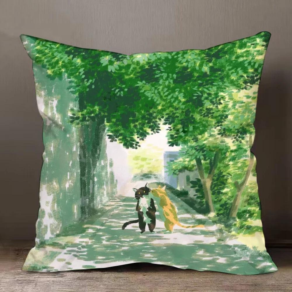 

Наволочка с узором «Живой пейзаж» для украшения общежития, офиса, гостиной, дивана, дома, наволочка 40x40cm