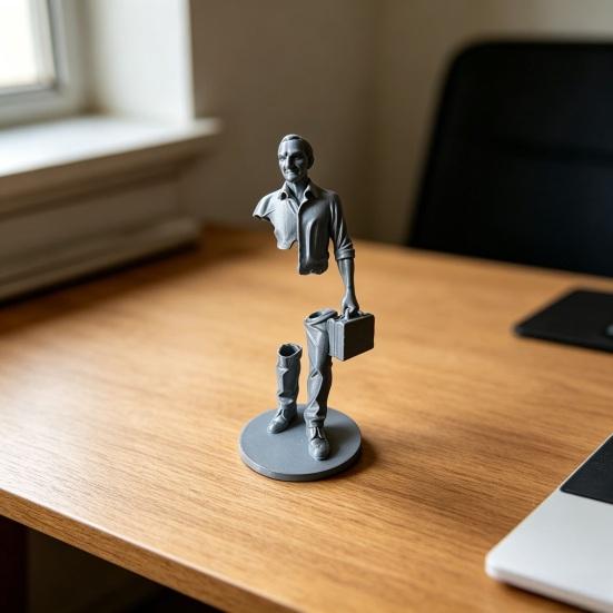 Jijijing 3D Printed Working Person Figurine with Briefcase, Modern Abstract Art Ornament for Desktop Bookshelf Office Decor, Stable Base Creative