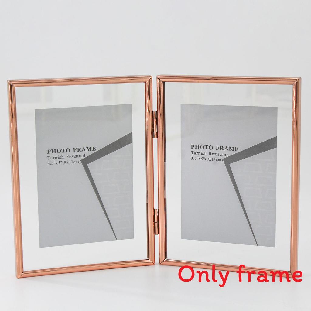 7 And 5 Inch Double Sided Transparent Fold Dual Photo Frame For Home Decor