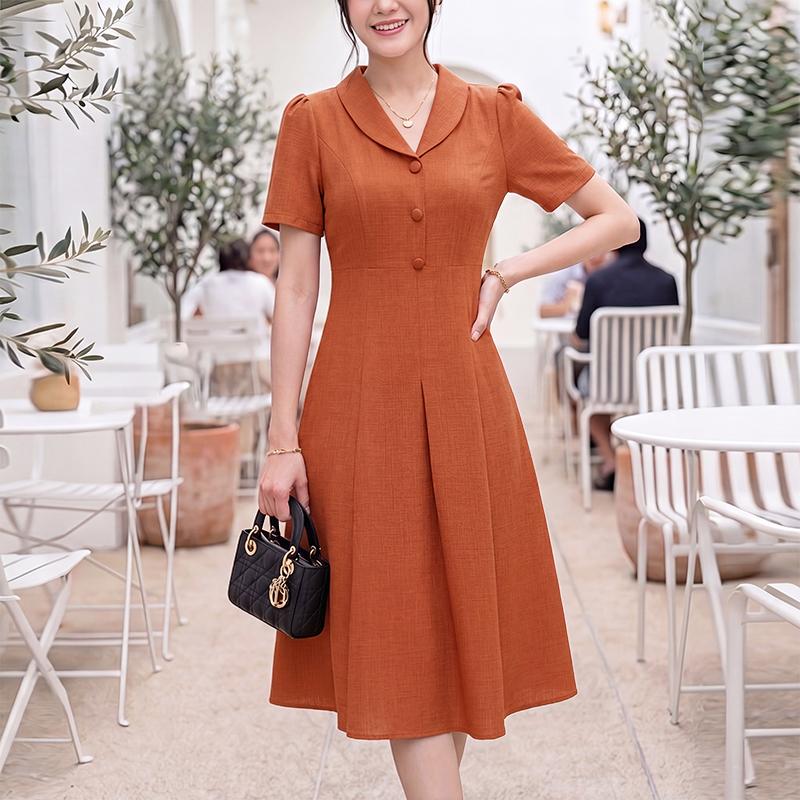 ZANZEA Elegant Women Turn Down Collar Casual Short Sleeve Dress S