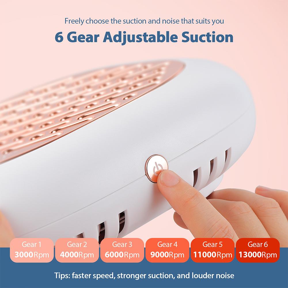 130W Brushless Nail Dust Collector Super Suction Powder Dust Extractor For Nails Art Manicure Fan Vacuum Cleaner With 2 Filter