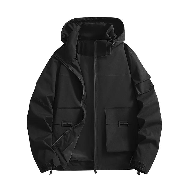 Herrenjacke Damen Mit Kapuze Camping Klettern Outdoor Winddicht Trekking Reißverschluss Mantel Unisex Stil Einfarbige Große Tasche Kleidung