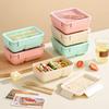 1100ML Lunch Box For Kids School Adults Office Wheat Straw Microwave Picnic Storage Portable Big Bento Box With Spoon Chopsticks