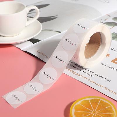 500 Stück/Rolle, rund, weißes Papier, Etikettenaufkleber, Dankeschön-Aufkleber, Sammelalbum, 2,5 cm