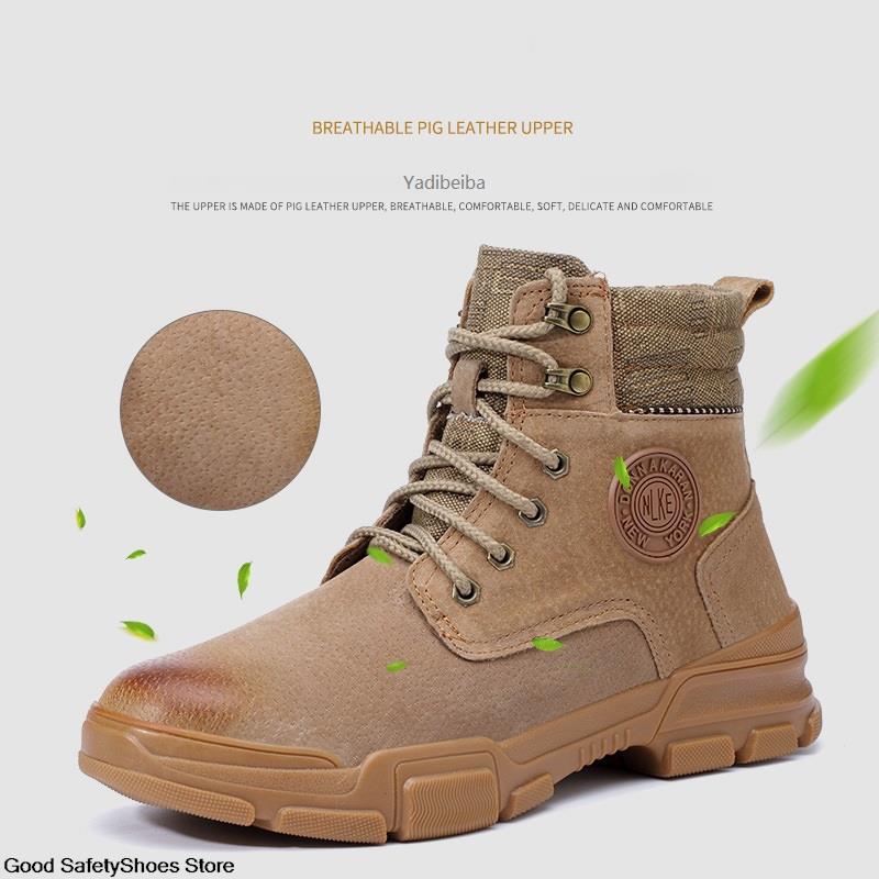 Men Safety Shoes Autumn Winter Work Shoes Puncture-Proof Steel Toe Work Boots Men Women Safety Shoes High Top Hiking Boots Male