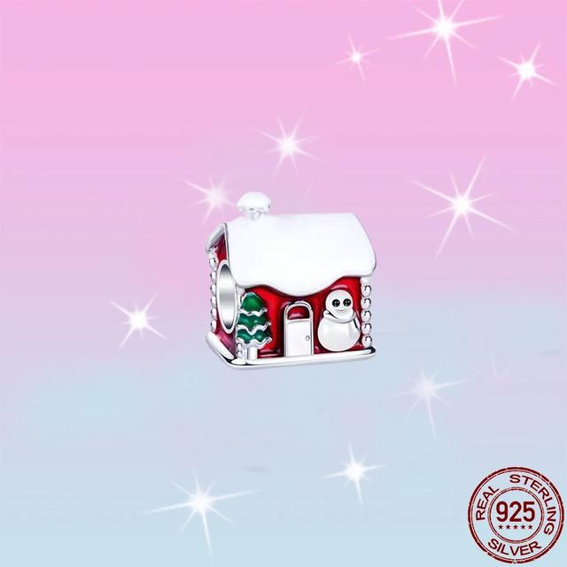 New 925 Sterling Silver Dog and Red Snowman Charm Bead Fit Original 925 Fashion Bracelets DIY Fine Jewelry Making for Women