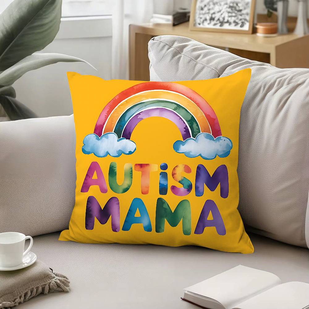 Autism Acceptanc Creative Slogan Pillow Case Cushion Cover Soft Throw Pillow Case For Car Sofa Pillowcase Polyester With Zipper